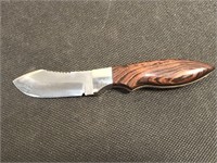 Clip Point wooden handle knife with sheath