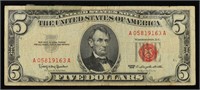 1963 $5 Red Seal United States Note Grades vf deta
