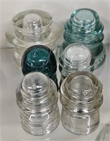 Lot Of 6 Vintage Glass Insulators