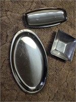 LOT OF METAL? TRAYS AND A BOWL 17.5",8",&13.5"