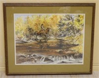 Howard Rees "Autumn Ride" Watercolor.