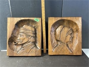 2 Wood carved pictures by Pierre Labelle-13x15”