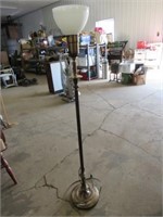 Brass Floor Lamp with Glass Shade