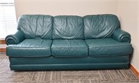 Green Top Grain Flex-Steel Leather Couch