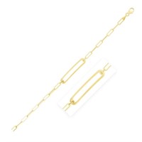 14k Gold Polished Open Curved Paperclip Bracelet
