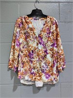 ($32) NYDJ Women's Perfect Blouse Floral 3/4, XS