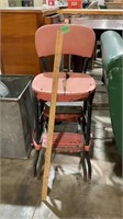 Red vintage metal  chair, needs repair