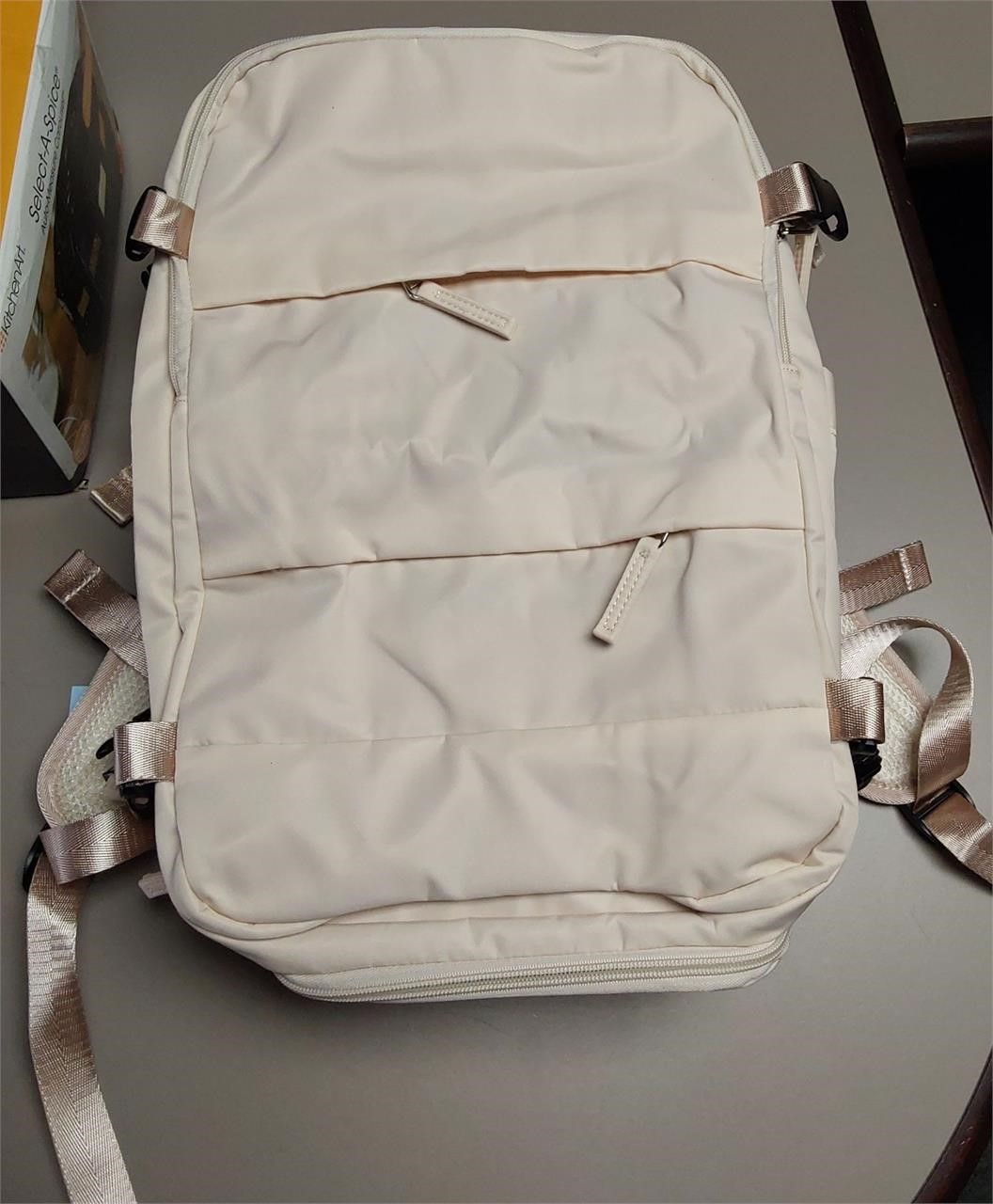 Travel Backpack w/USB - Pale Pink