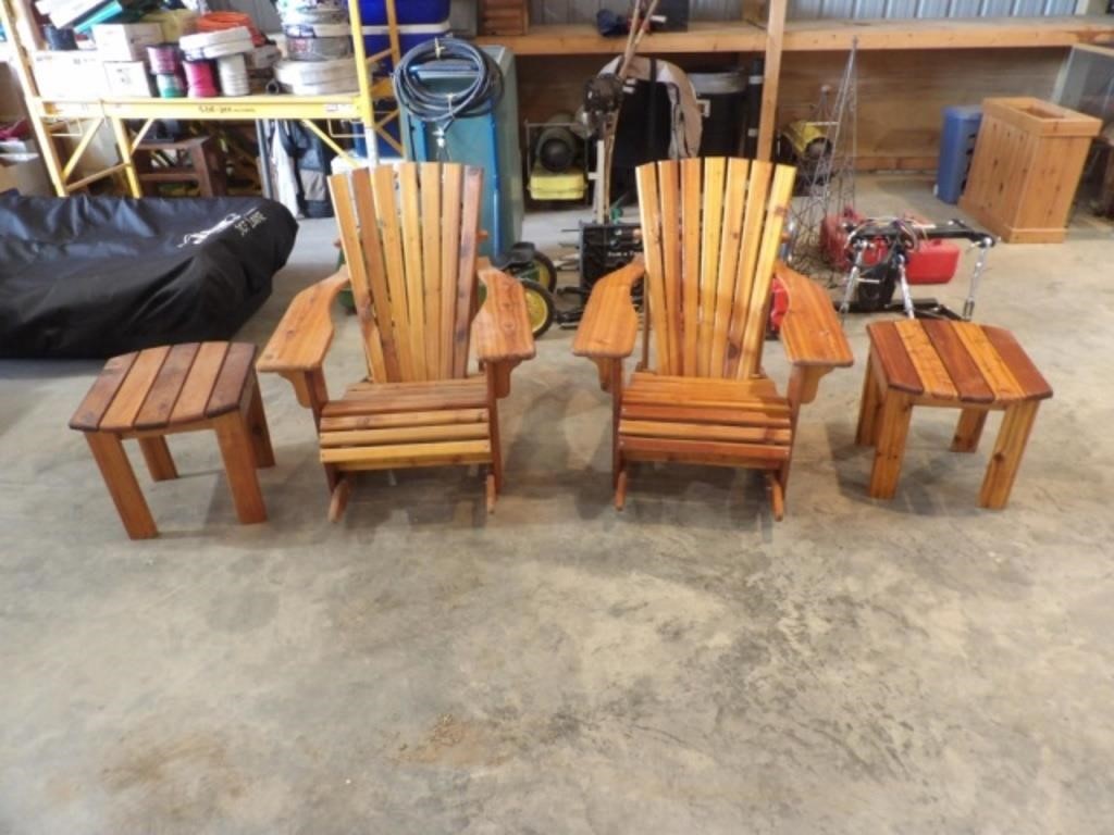 2-Adirondack Rocking Chairs & 2 End Tables