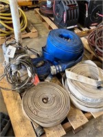 Pallet with two submersible sump pumps, inlet and