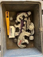 2 Totes of RIDGID pipe cutters and various
