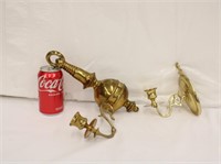 2 Brass Candle Sconces, 6.25" & 11.25"