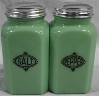 Jadeite Salt and Pepper Shakers 5" tall