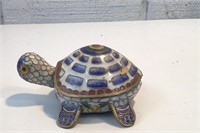 3"  Cloisonne Covered turtle trinket box