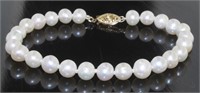 14kt Gold Natural 7mm Cultured Pearl Bracelet