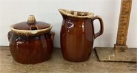 Hull brown drip pottery cream & sugar set