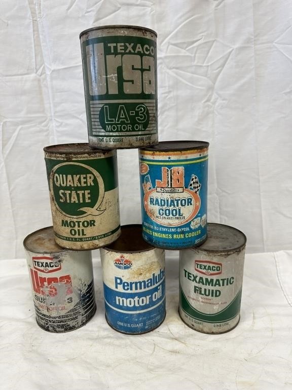 6 Collectible 1 Qt. Vintage Oil Cans