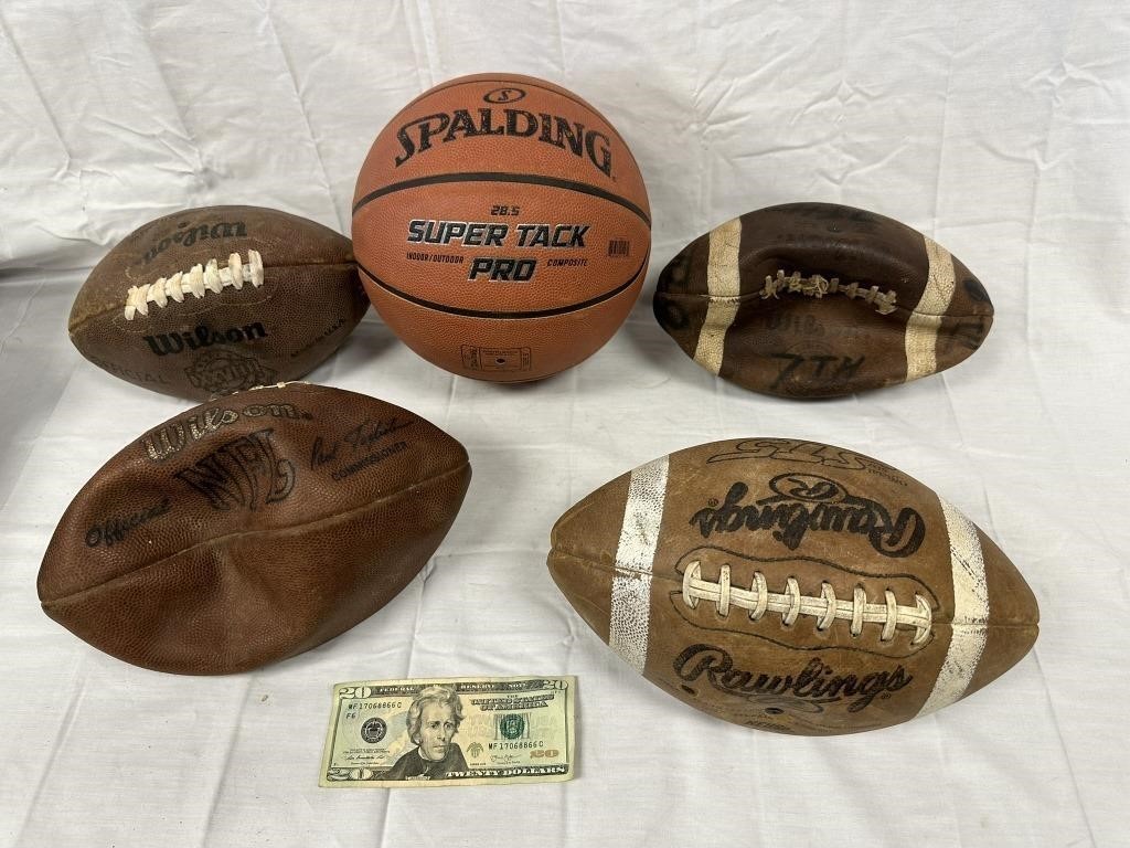 Lot of Footballs & Basketball