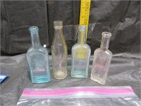 4 Antique Medicine Bottles