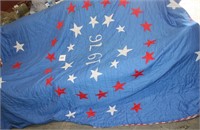 MODERN QUILT W/ HANDSTITCHED STARS & 1976