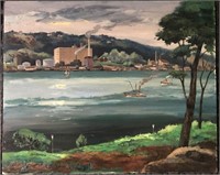 Syd Browne, Oil on Board "Along the Hudson River"