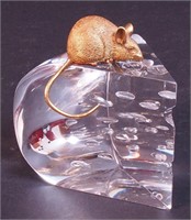 A Steuben crystal 3" x 4" figurine of a cheese