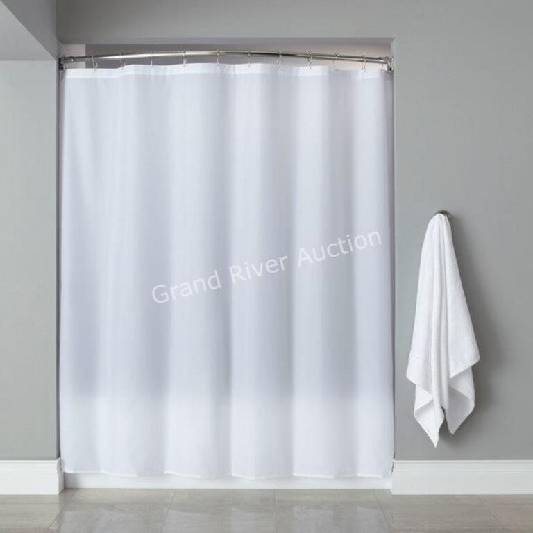 White Basic Polyester Shower Curtain