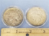 Lot of 2 Peace silver dollars 1924, 1923      (k 1