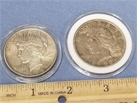 Lot of 2 Peace silver dollars 1922, 1923D       (k