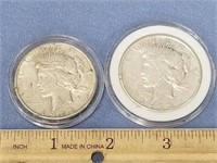 Lot of 2 Peace silver dollars 1923S, 1923       (k