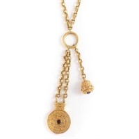 14KT YELLOW GOLD NECKLACE AND DROP