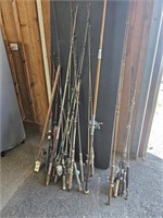 BAIT CASTING POLES AND REELS - LARGE LOT