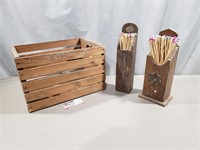 Wooden Crate & Match Holders