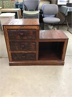 Rustic Wood Stair Step Cabinet with 3 Drawers and
