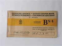Antique Canadian Gasoline Ration Book
