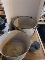 Sm. Galvanized Washtub, Pan, and Tiny Bucket