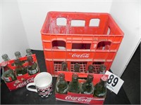 Coca Cola crate, Mug & Glass bottles