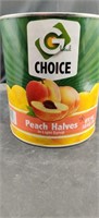 Large Can Peach Halves 6lbs 10oz.  Aug 2021 Date