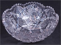An 8 1/2" cut glass bowl marked Libbey