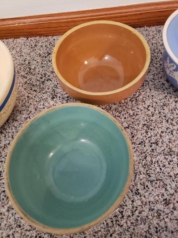 Pair of Stoneware Mixing Bowls USA