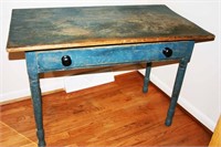 3.5'L Blue Paint Overlapping Top 1-Drawer Table w/