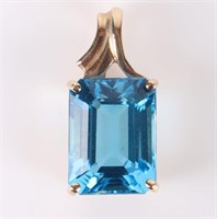 15.0CT BLUE TOPAZ 10K YELLOW GOLD LADIES PENDANT