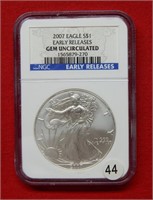 2007 American Eagle NGC Gem UNC 1 Ounce Silver
