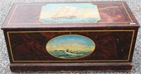 19TH C SPONGE PAINTED SEA CHEST WITH AN AMERICAN