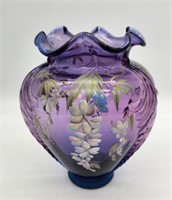 Fenton Mulberry Wisteria Vase See Description