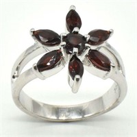 SILVER GARNET(1.05CT) RHODIUM PLATED RING