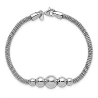 Sterling Silver- Beaded Fancy Link Bracelet