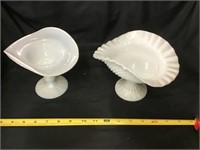 White Glass Pedestal Dishes