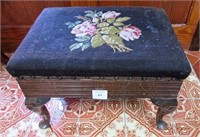 A Lidded Footstool With Carved Cabriole Legs