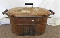 Antique Large Copper Wash Boiler Tub With Lid